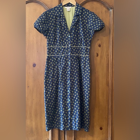 Sundance Dress Womens Cotton Short Sleeve Floral Button Up Dress Lined - Picture 1 of 10